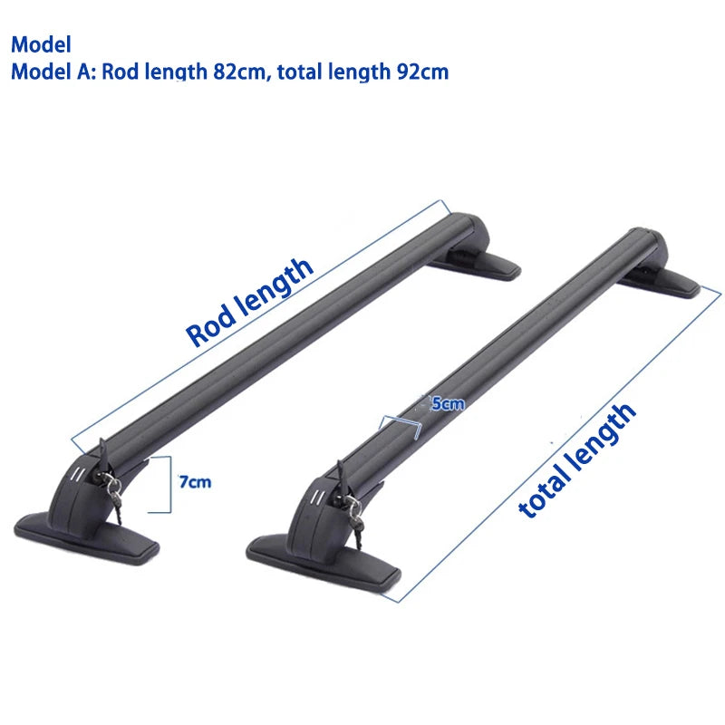 Barres de Toit Aluminium Noir Verrouillables 82 à 105 cm