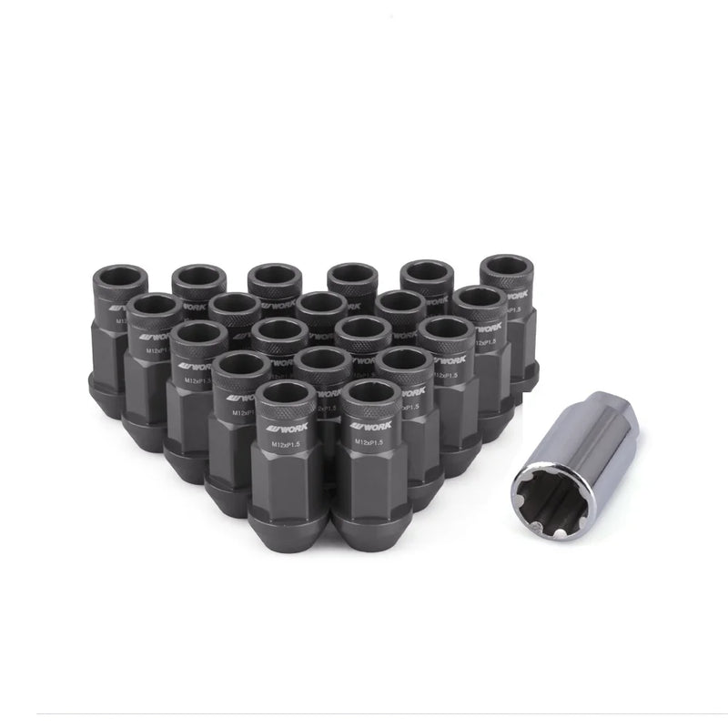 Écrous de Roue Antivol M12 Aluminium Forgé 7075 Kit 20 Pièces