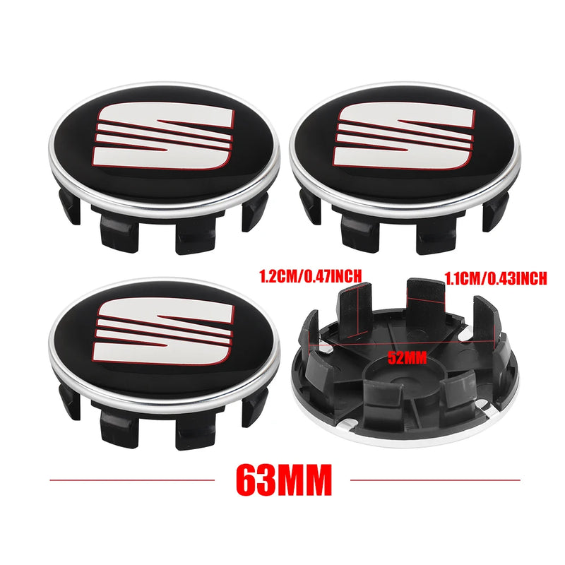 Cache-Moyeux Seat Leon Ibiza Ateca Cupra 55mm 63mm — vue arrière