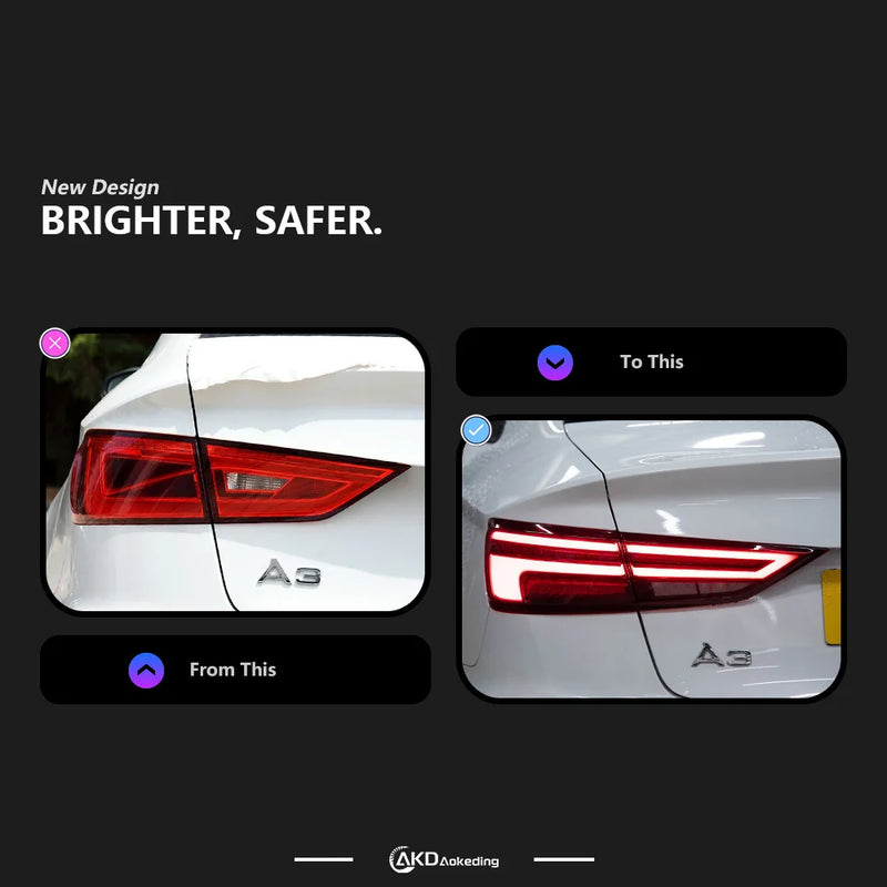 Feux Arrière LED Audi A3 8V Berline Clignotants Dynamiques