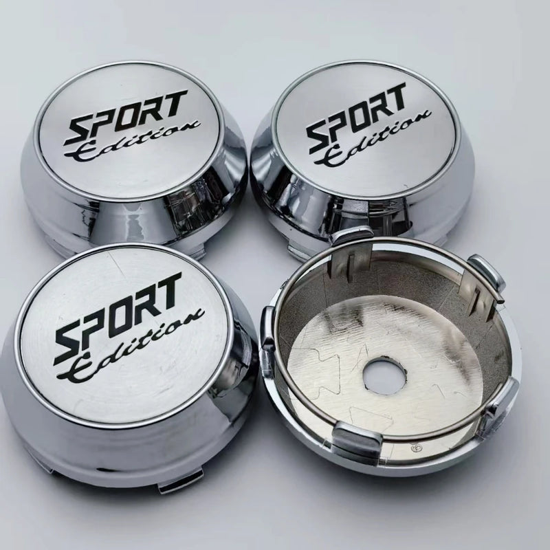 Cache-Moyeux Universels Édition Sport 60mm Noir Argent — vue de face