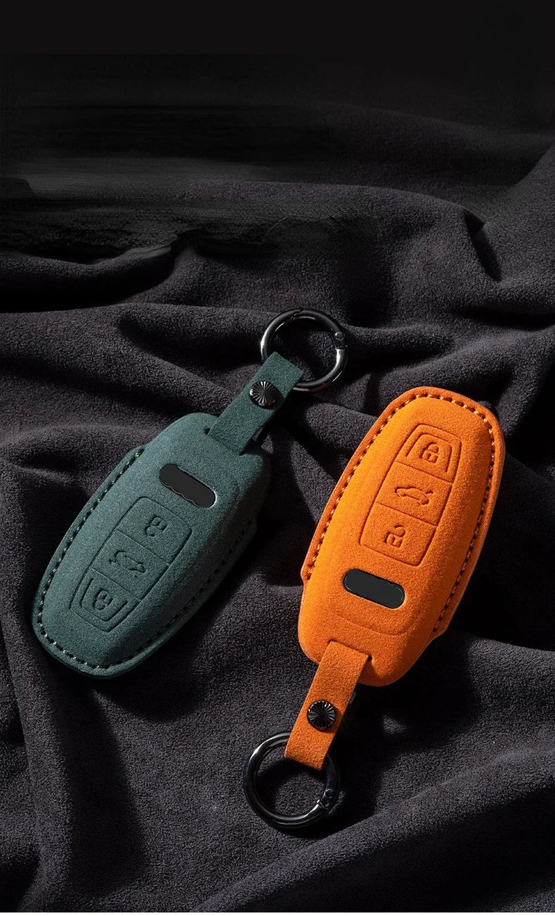 Coque de Clé Audi en Daim A3 A4 A5 A6 A7 A8 Q3 Q4 Q5 Q8 Étui de Protection Télécommande Type A, B ou C