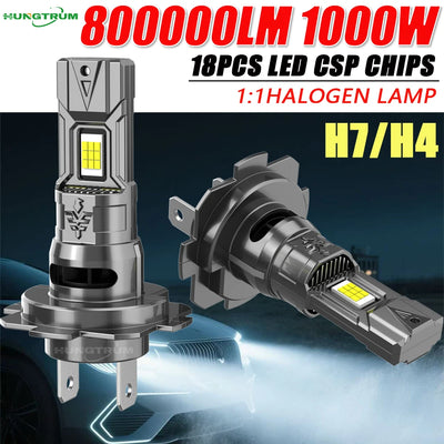 Ampoules LED Canbus H7 H4 800000LM Mini Universelles