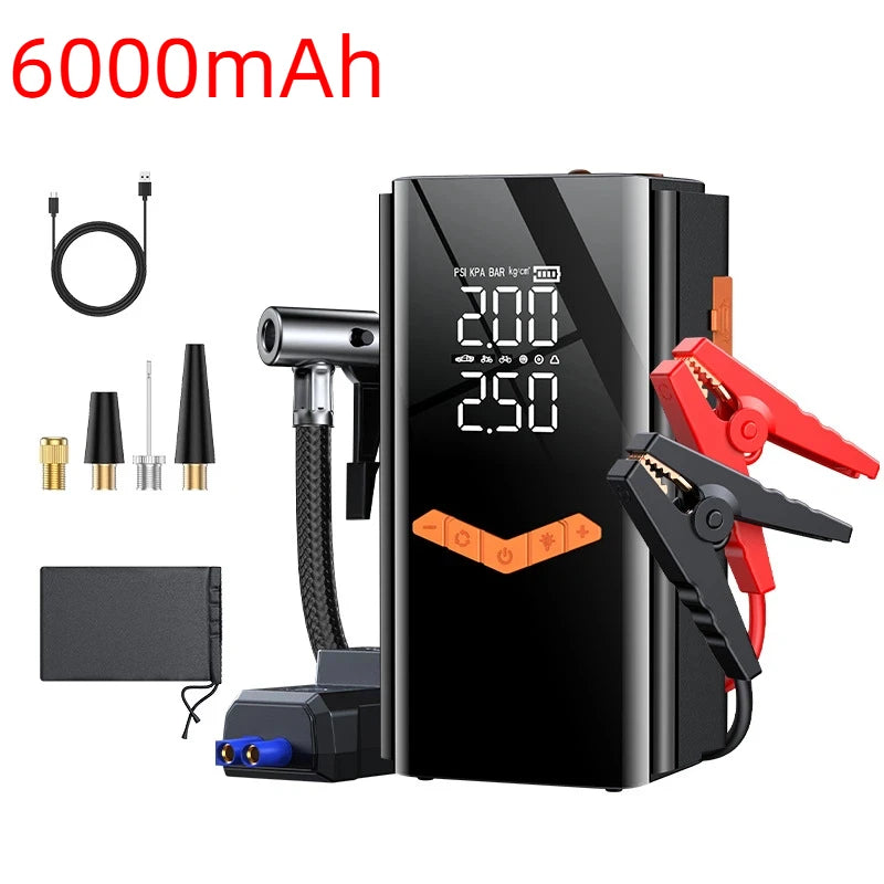 Booster de Batterie Voiture 4 en 1 avec Compresseur 150 PSI 25 L/min