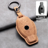 Étui de Protection Clé Mercedes Classe A B C E CLA GLC GLK W204 W205 W212 Cuir Velours