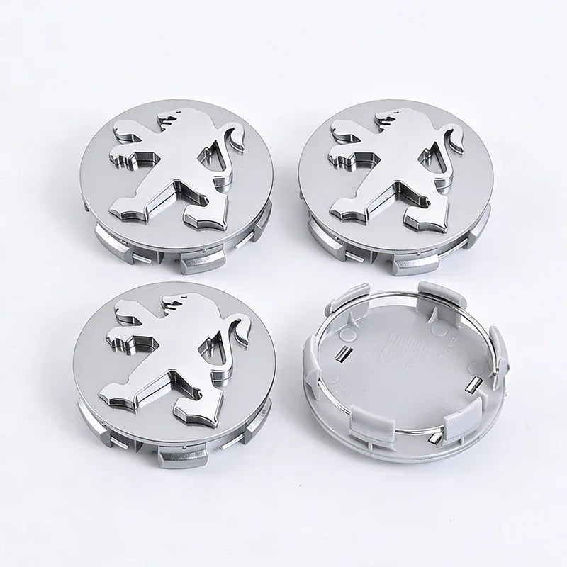 Cache-Moyeux Peugeot 60 mm, Lot de 4, Lion Noir, Argent ou Nouveau Blason, 206 à 508, 2008, 3008, 5008