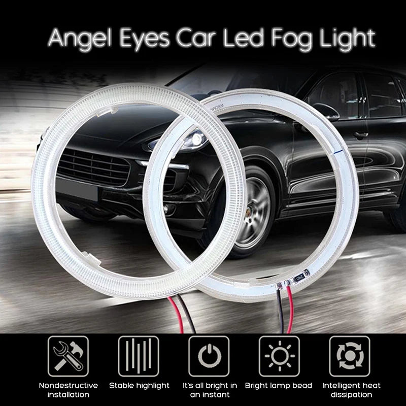 Anneaux Angel Eyes LED COB Blancs Universels 60 à 120 mm