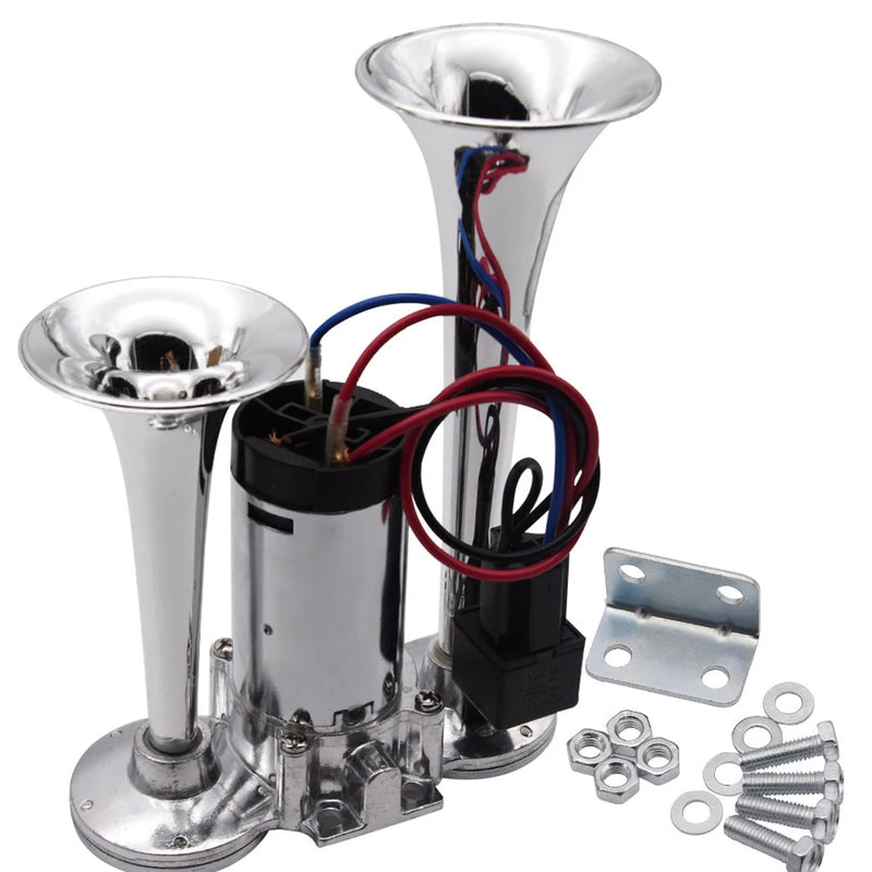 Klaxon à Air Double Trompette Compresseur 12V Universel