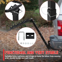Porte-Vélos sur Attelage Pliable et Inclinable pour 2 ou 4 Vélos avec Stabilisateur Anti-Oscillation en Acier pour SUV et Camping-Car