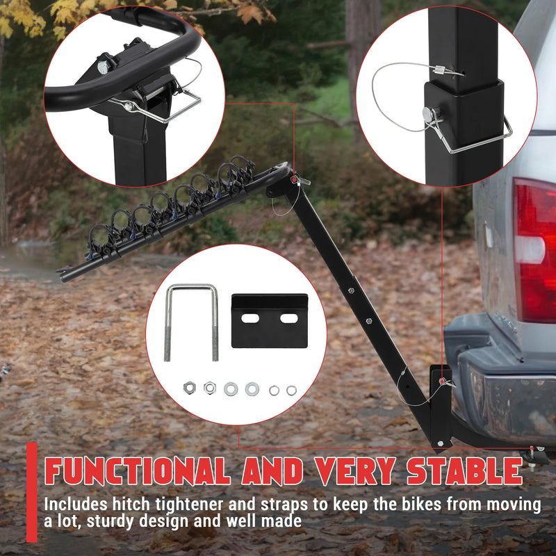 Porte-Vélos sur Attelage Pliable et Inclinable pour 2 ou 4 Vélos avec Stabilisateur Anti-Oscillation en Acier pour SUV et Camping-Car