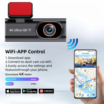 Dashcam ACCEO Mini 4K Wi-Fi GPS Double Objectif