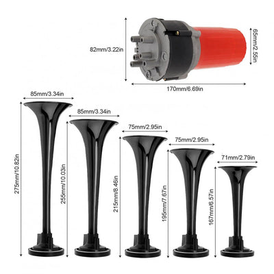 Klaxon à Air Dixie 5 Trompettes 125 dB 12V