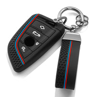 Coque de Clé Silicone BMW Série 1 2 3 4 5 6 7 X1 X3 X5 X7 F10 F20 F30 G20 G30 avec Dragonne