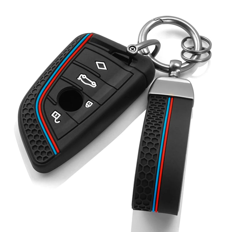 Coque de Clé Silicone BMW Série 1 2 3 4 5 6 7 X1 X3 X5 X7 F10 F20 F30 G20 G30 avec Dragonne