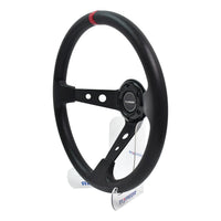 Volant Sport 350 mm Cuir PU Moyeu 6 Vis Plat Profond Universel