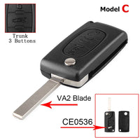 Coque de Clé Peugeot Citroën Pliante à Rabat 2 3 ou 4 Touches 207 307 308 407 607 807 C2 C3 C4 C5 C6