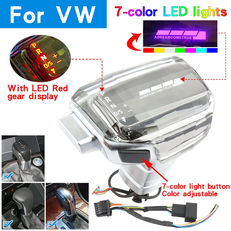 Pommeau de Vitesse Cristal LED Volkswagen Golf Audi A3 — vue d'ensemble