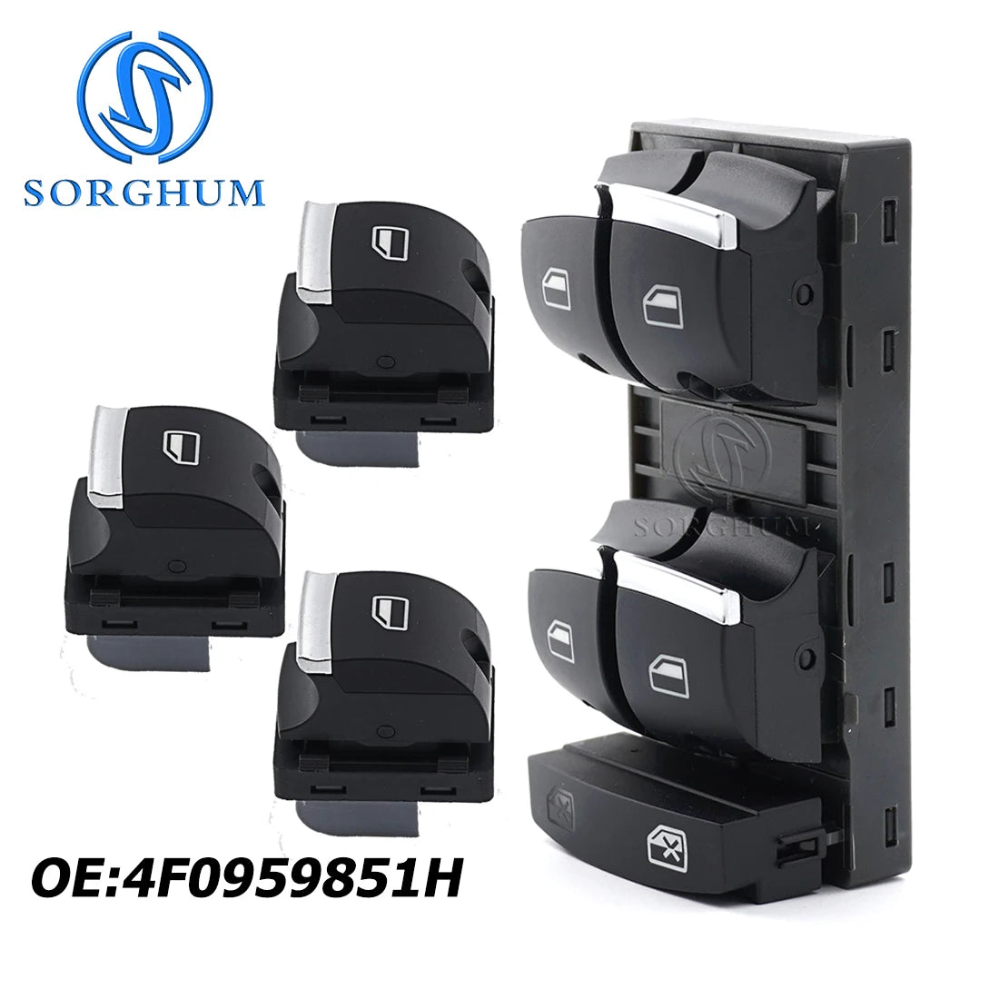 Bouton Lève-Vitre Chromé Audi A6 C6 RS6 Q7 4F0959851H