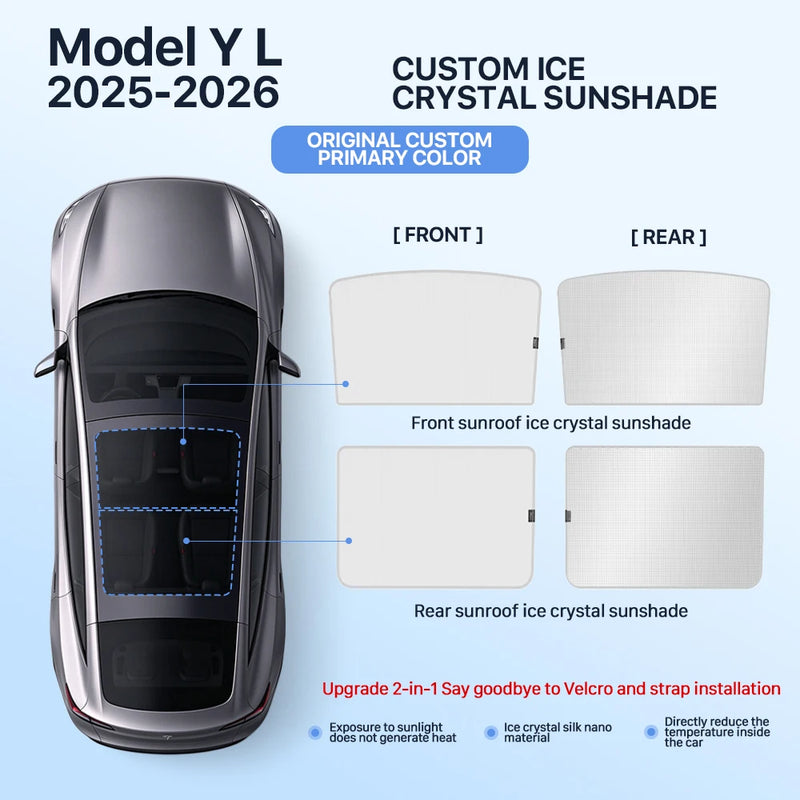 Pare-Soleil de Toit Tesla Model 3 Highland Model Y Juniper Cristal de Glace Noir ou Gris