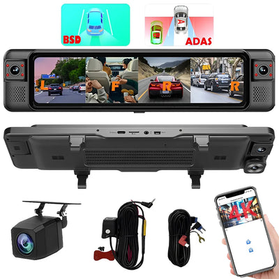 Dashcam Miroir 12 Pouces 4 Canaux 4K ADAS
