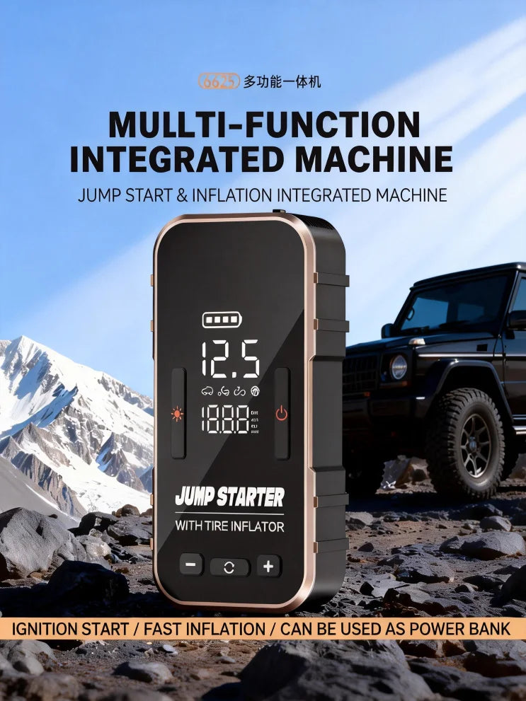 Booster de Batterie Voiture 600 A 10 000 mAh avec Compresseur 23 L/min