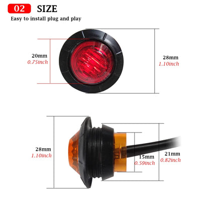 Feux de Position Latéraux LED 12V 24V Universel