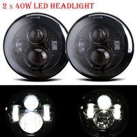2 Phares LED Ronds 7 Pouces Halo Land Rover Defender Lada Niva Beetle Classique avec Culot H4 et Anneau Ambre