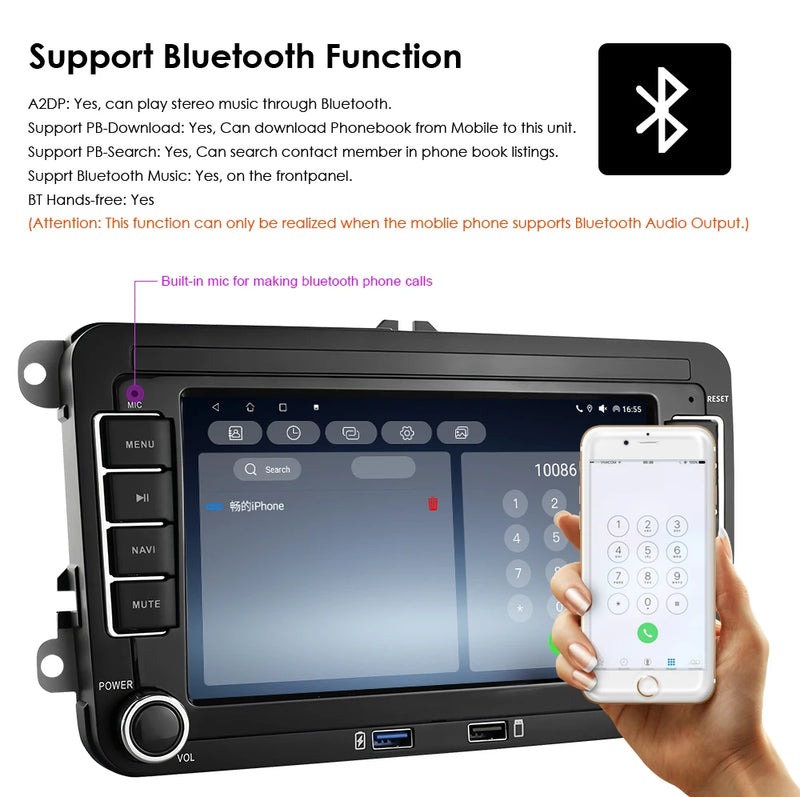 Autoradio Android Volkswagen Golf Polo Passat — détail de finition