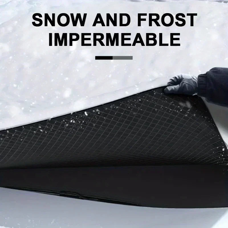 Housse Pare-Brise Voiture Hiver Noire Oxford Magnétique 253 x 117 cm