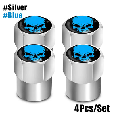 Bouchons de Valve Universels Tête de Mort Bicolores Aluminium