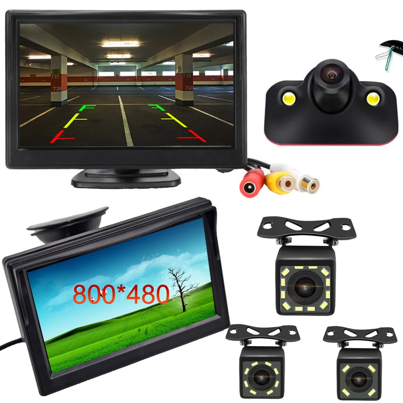 Kit Caméra de Recul avec Écran 5 Pouces 800 x 480 Pied ou Ventouse