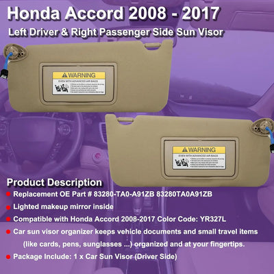 Pare-Soleil Intérieur Honda Accord 2008-2017 OEM 83280TA5A51ZA