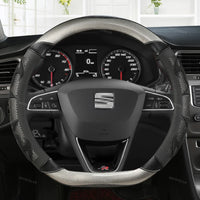 Couvre Volant Seat Leon FR, Ibiza, Arona, Ateca, Tarraco en Cuir Microfibre et Carbone 38 cm