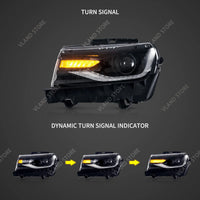 Phares LED RGB Chevrolet Camaro 2014-2015 Double Faisceau Feux de Jour Couleur Pilotables par Application