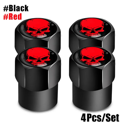 Bouchons de Valve Universels Tête de Mort Bicolores Aluminium