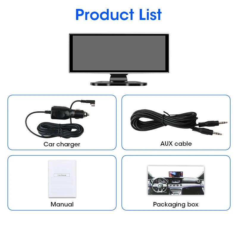 Dashcam 4K Écran CarPlay Sans Fil 11,26 ou 10,26 Pouces Double Caméra