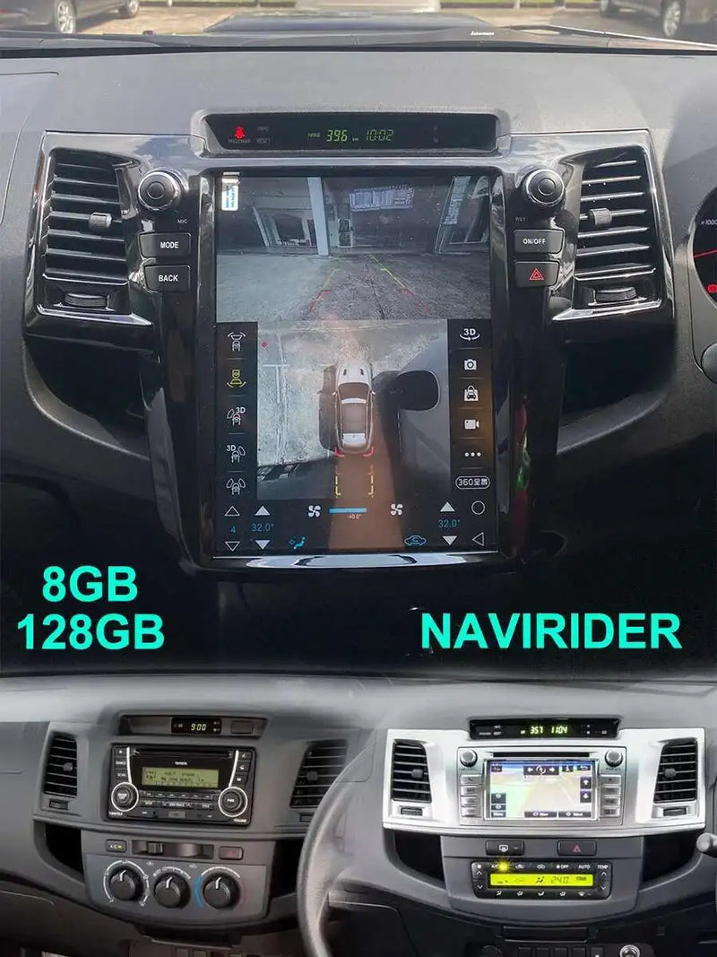 Autoradio Android 14 Écran Vertical Toyota Fortuner et Hilux 2005-2014 CarPlay GPS 4G