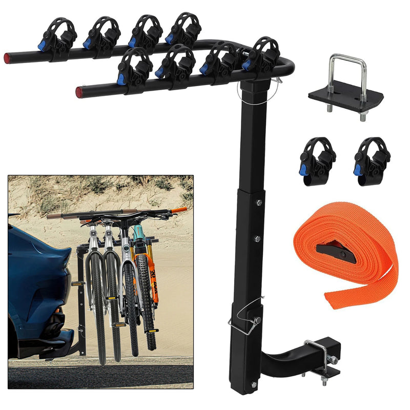 Porte-Vélos sur Attelage Pliable et Inclinable pour 2 ou 4 Vélos avec Stabilisateur Anti-Oscillation en Acier pour SUV et Camping-Car