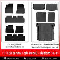 Tapis de Sol Tesla Model 3 Highland 2024-2026 TPE Ensemble 3 à 12 Pièces Simple ou Double Couche