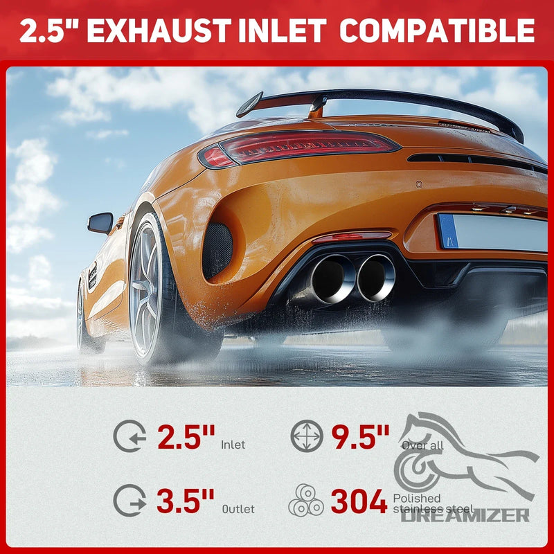 Embout d'Échappement Double Sortie Inox Poli 63 mm