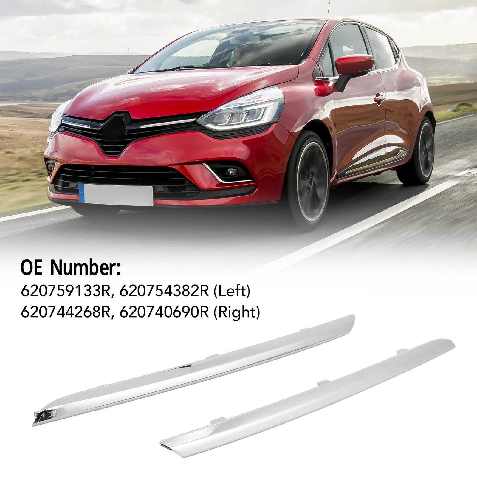 Baguettes de Calandre Chromées Renault Clio 4 Phase 2 2016-2019