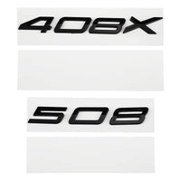 Logo Peugeot 208, 308, 408, 408X, 508 et 508L en ABS 3D, Emblème Lettres de Coffre Noir Brillant, Argent ou Gris
