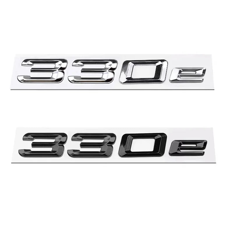 Emblème de Coffre BMW Lettres 316e, 318e, 320e, 330e, 530e, 740e, Noir Brillant ou Argent