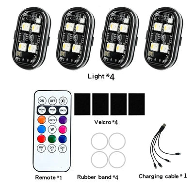 Éclairage d'Ambiance LED Sans Fil Rechargeable Voiture RGB