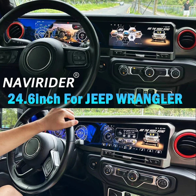 Autoradio Double Écran 24,6 Pouces Jeep Wrangler JL 2018-2022 Android CarPlay Sans Fil GPS 4G
