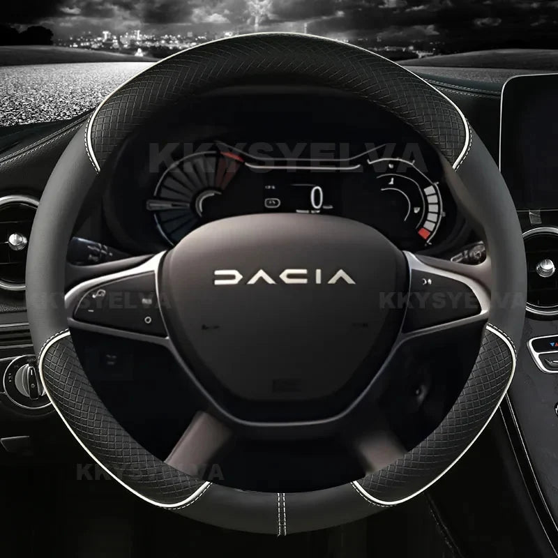 Couvre Volant Dacia Sandero, Logan, Duster, Jogger, Lodgy, Dokker et Spring 2017-2024, Simili Cuir Microfibre 38 cm