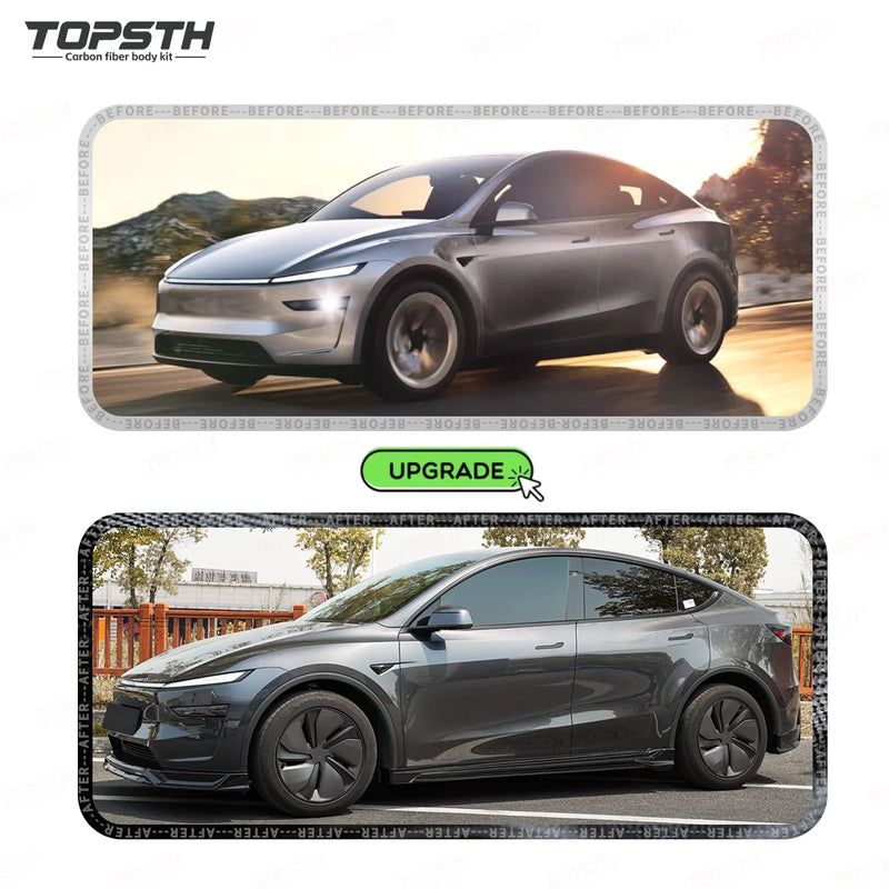 Kit carrosserie sport en ABS pour Tesla Model Y Juniper 2025+ – Pare-chocs avant, jupes latérales et diffuseur arrière