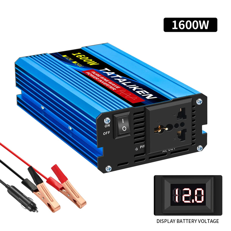 Convertisseur 12V 220V Voiture Pur Sinus 1000 à 6000 W Onduleur 12 V 24 V