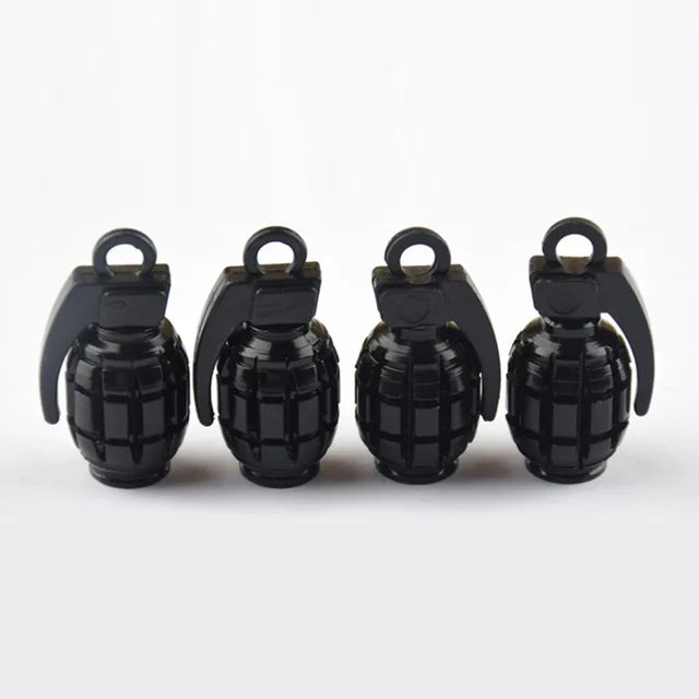 Bouchons de Valve Universels Grenade Aluminium Anti-Poussière — détail du support