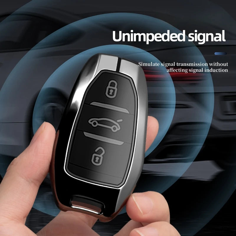 Étui de Protection Clé Citroën C1 C2 C3 C4 C5 C6 VTS Xsara C-Crosser Berlingo Jumpy Alliage de Zinc Noir ou Bleu